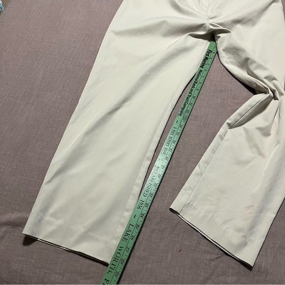 Talbots Women's Cream White Wide-Leg Trousers Size 14 Elastic Waist Business - Picture 3 of 6
